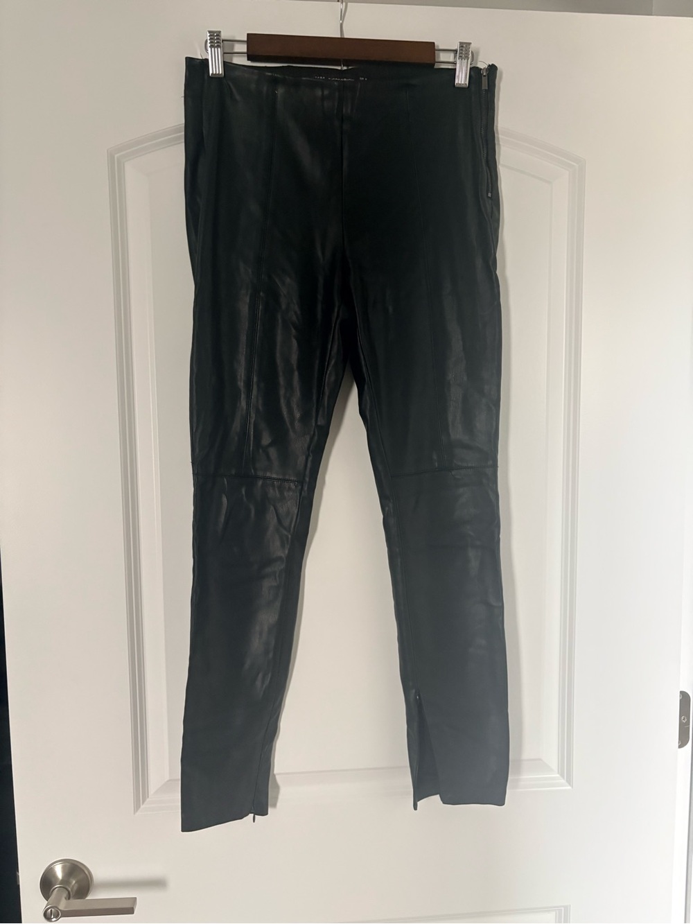 Zara Black PU Leather Pants - Classic Slim Fit